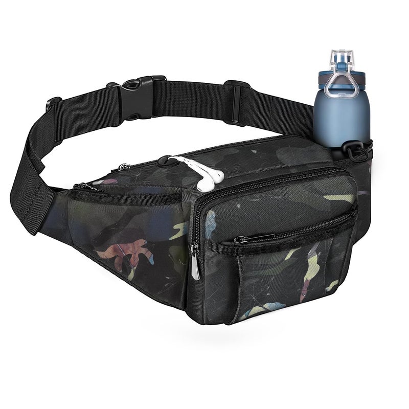 NOOLA Fanny Pack Waist Bag for Men Women  Lightweight Waist Pack with Water Bottle Holder  Adjustable Belt Bag with Multi-Pockets for Hiking  Dog Walking  Outdoor  Cycling  Running  Travel  Floral - Image 1